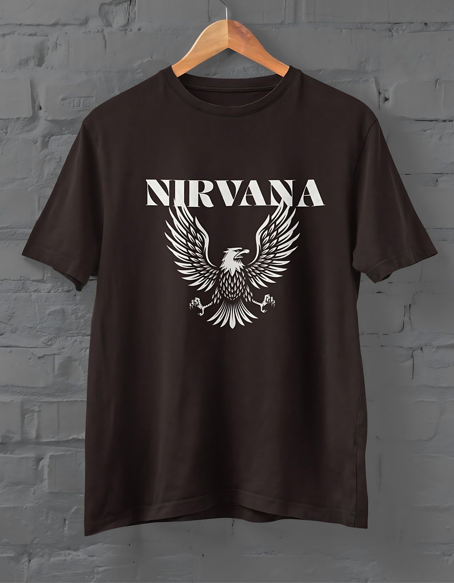 Nirvana Eagle Half Sleeve T-shirt for Men Brown