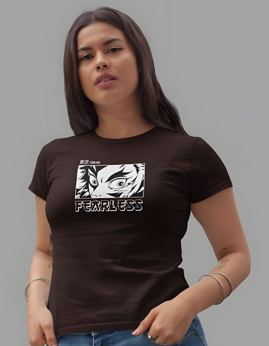 Fearless Animated Comic Half Sleeve T-shirt for Women