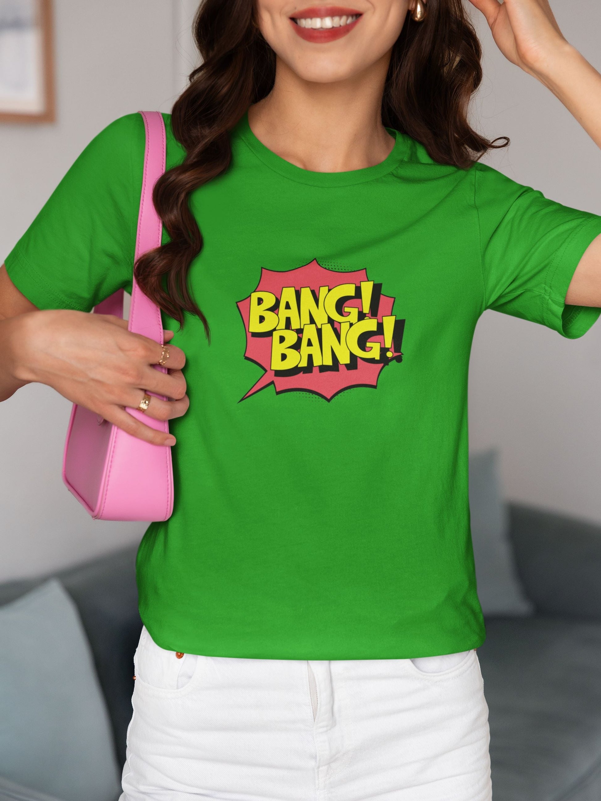 Bang Bang Half Sleeve T-shirt for Women Flag Green