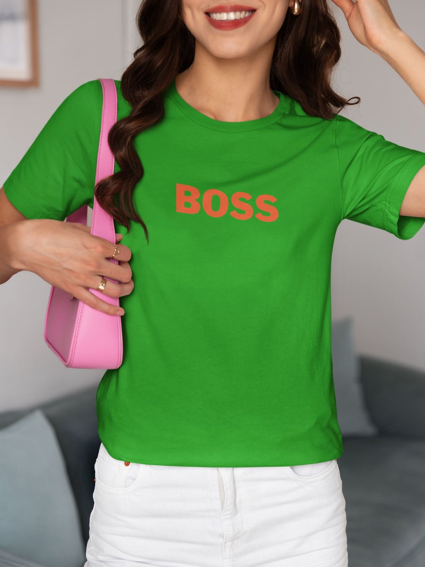 BOSS Half Sleeve T-shirt for Women Flag Green