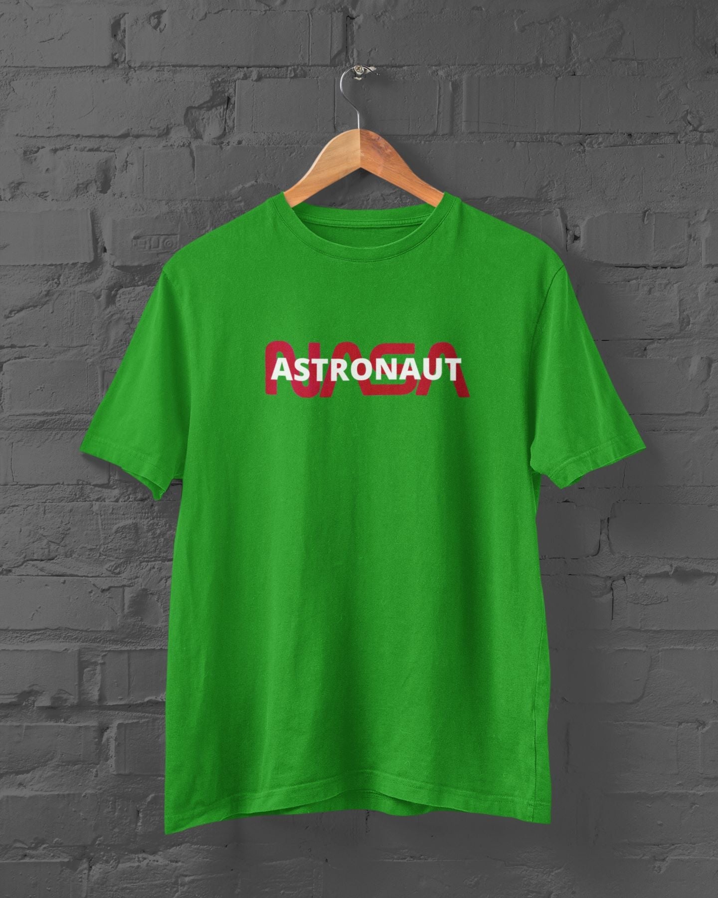 Nasa Astronaut Printed Flag Green T-shirt