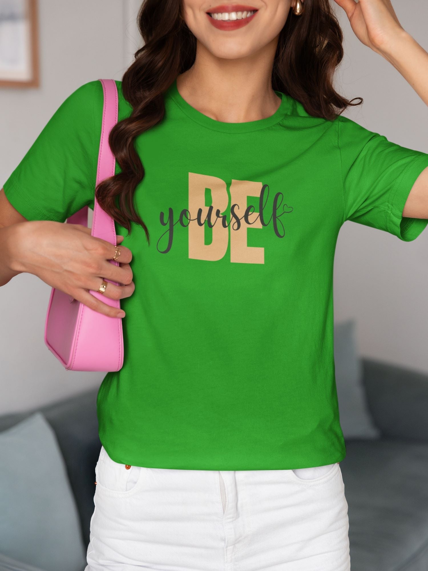 Be Yourself Half Sleeve T-shirt for Women Flag Green