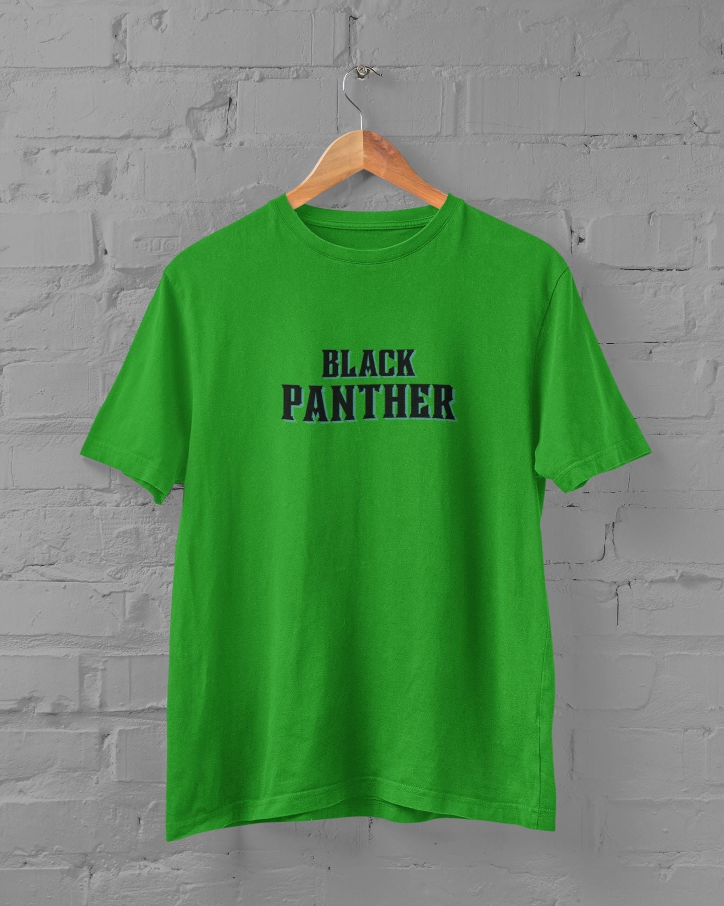 Black Panther Superhero Half Sleeve T-shirt for Men Flag Green