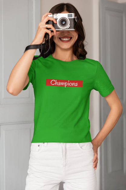 Champions Half Sleeve T-shirt for Women Flag green