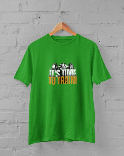 GYM - It's Time to Train Half Sleeve T-Shirt for Men Flag Green