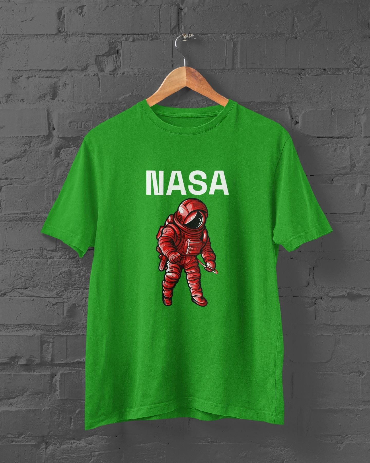 NASA Red Astronaut Half Sleeve T-shirt for Men Flag green