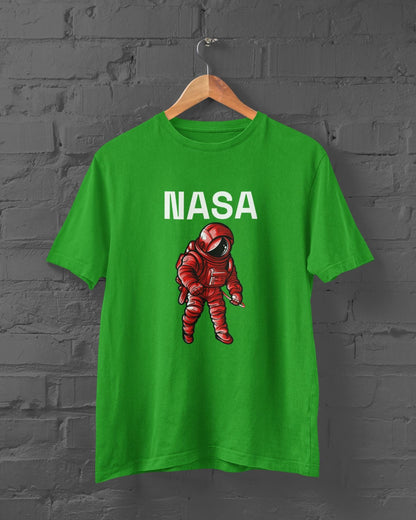 NASA Red Astronaut Half Sleeve T-shirt for Men Flag green