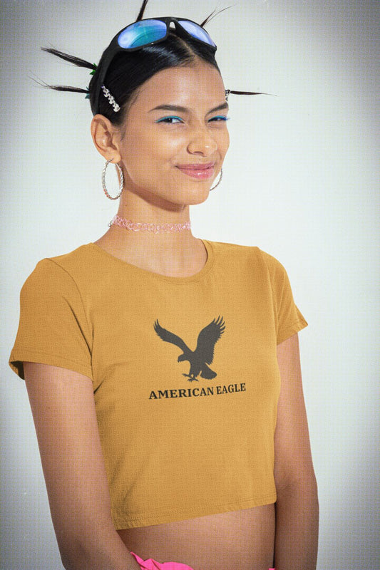 American Eagle Golden Yellow Crop Top for Women