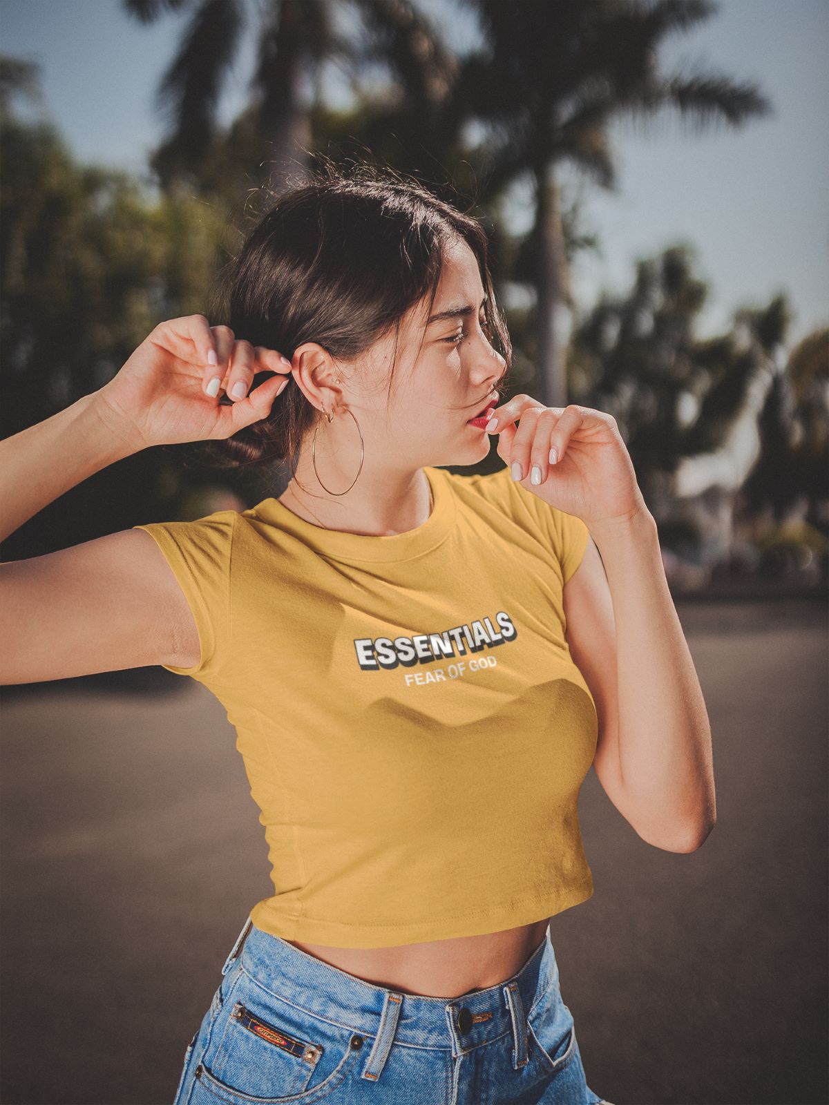 Essentials FOG Crop Top for Women Golden Yellow