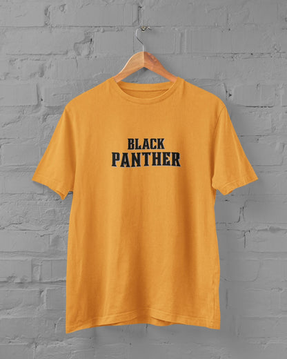 Black Panther Superhero Half Sleeve T-shirt for Men Golden Yellow