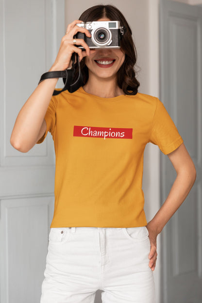 Champions Half Sleeve T-shirt for Women Golden Yellow