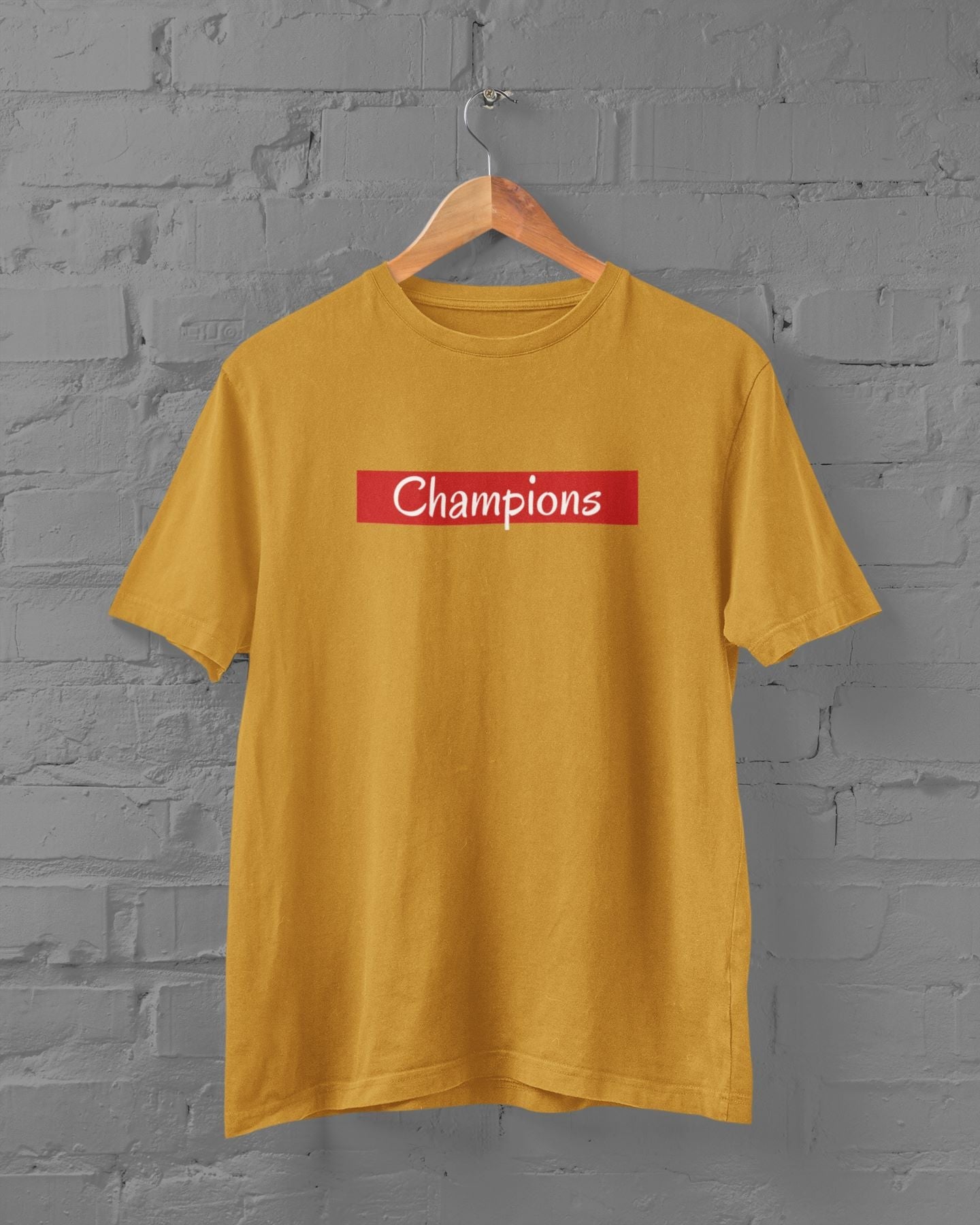 Champions Half Sleeve T-shirt for Men Golden Yellow