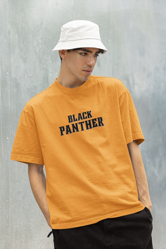 Black Panther Superhero Oversized T-shirt for Men Golden Yellow