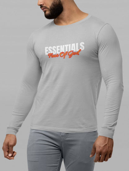 Essentials Full Sleeve T-Shirt for Men Grey Melange