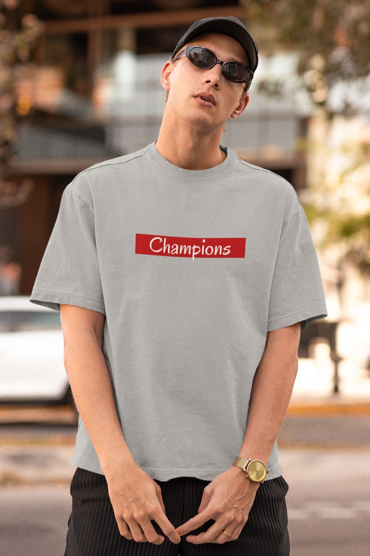 Champions Oversized T-shirt for Men Grey melange