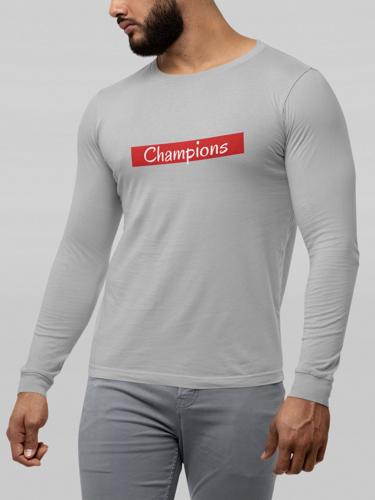 Champions Full Sleeve T-shirt for Men Grey melange