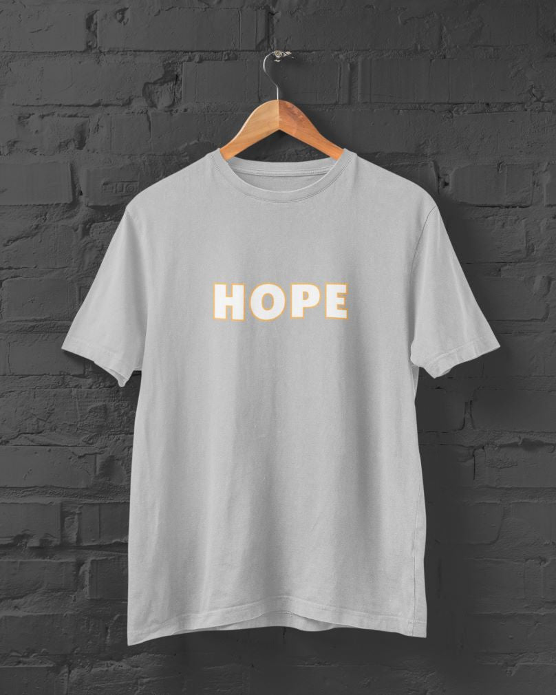 HOPE Half Sleeve T-Shirt for Men Grey Melange