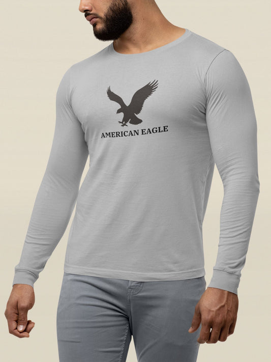 American Eagle Grey Melnage Full Sleeve T-shirt for Men