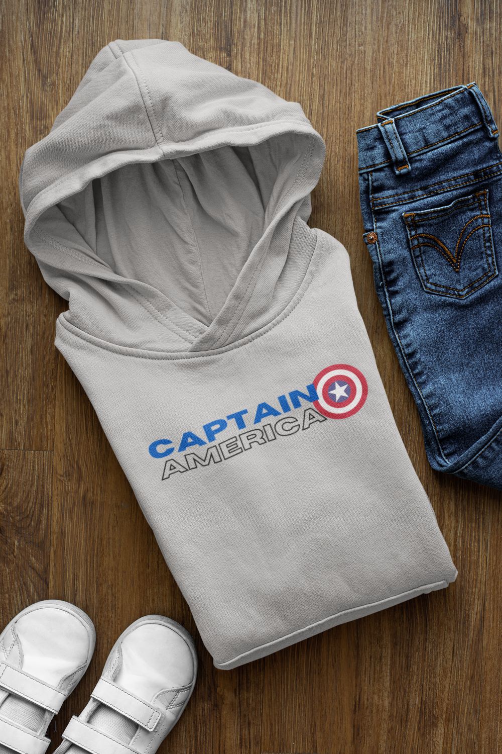 Captain America Grey Melange Kid's Hoodie