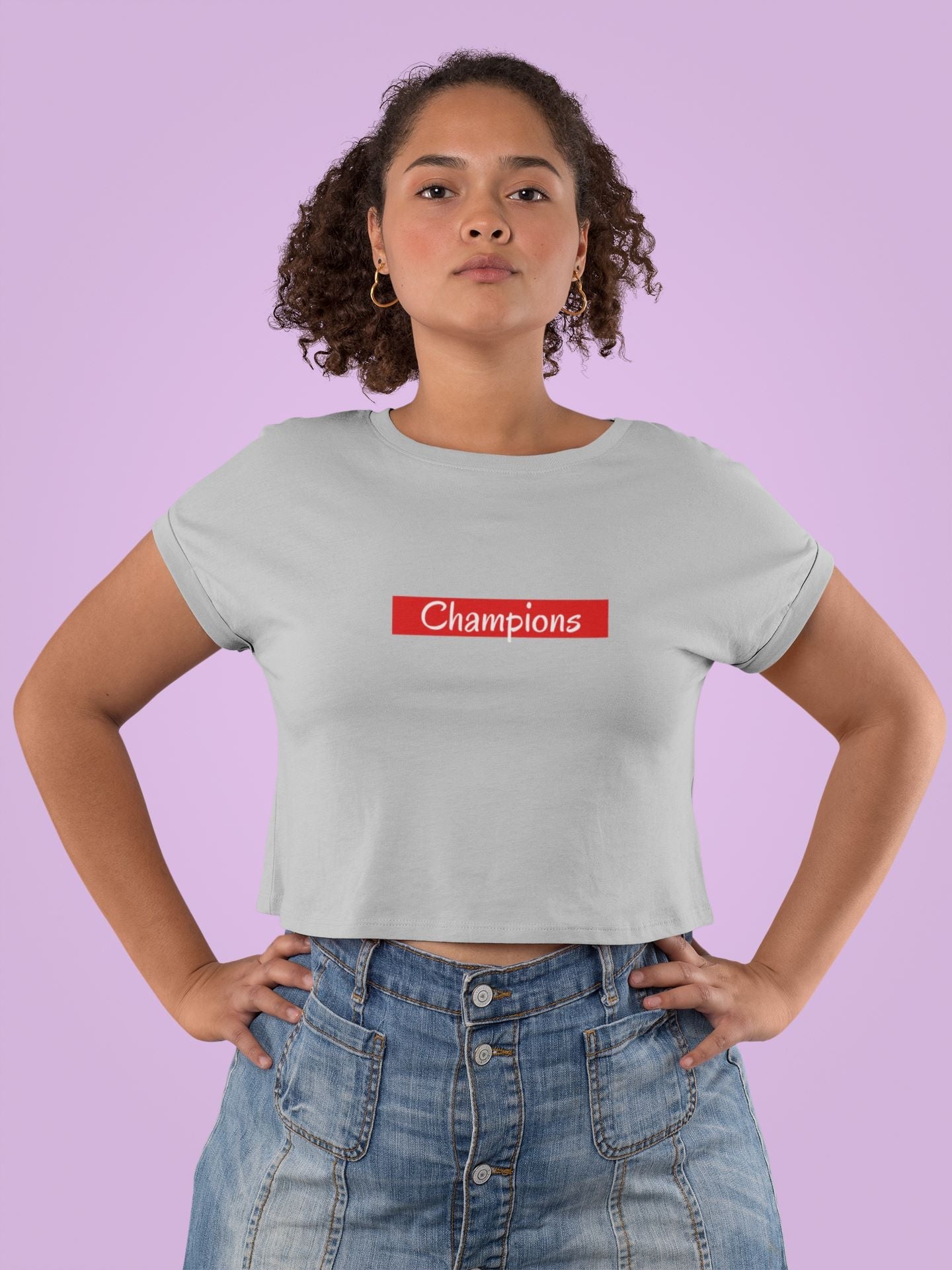 Champions Crop Top for Women Grey melange