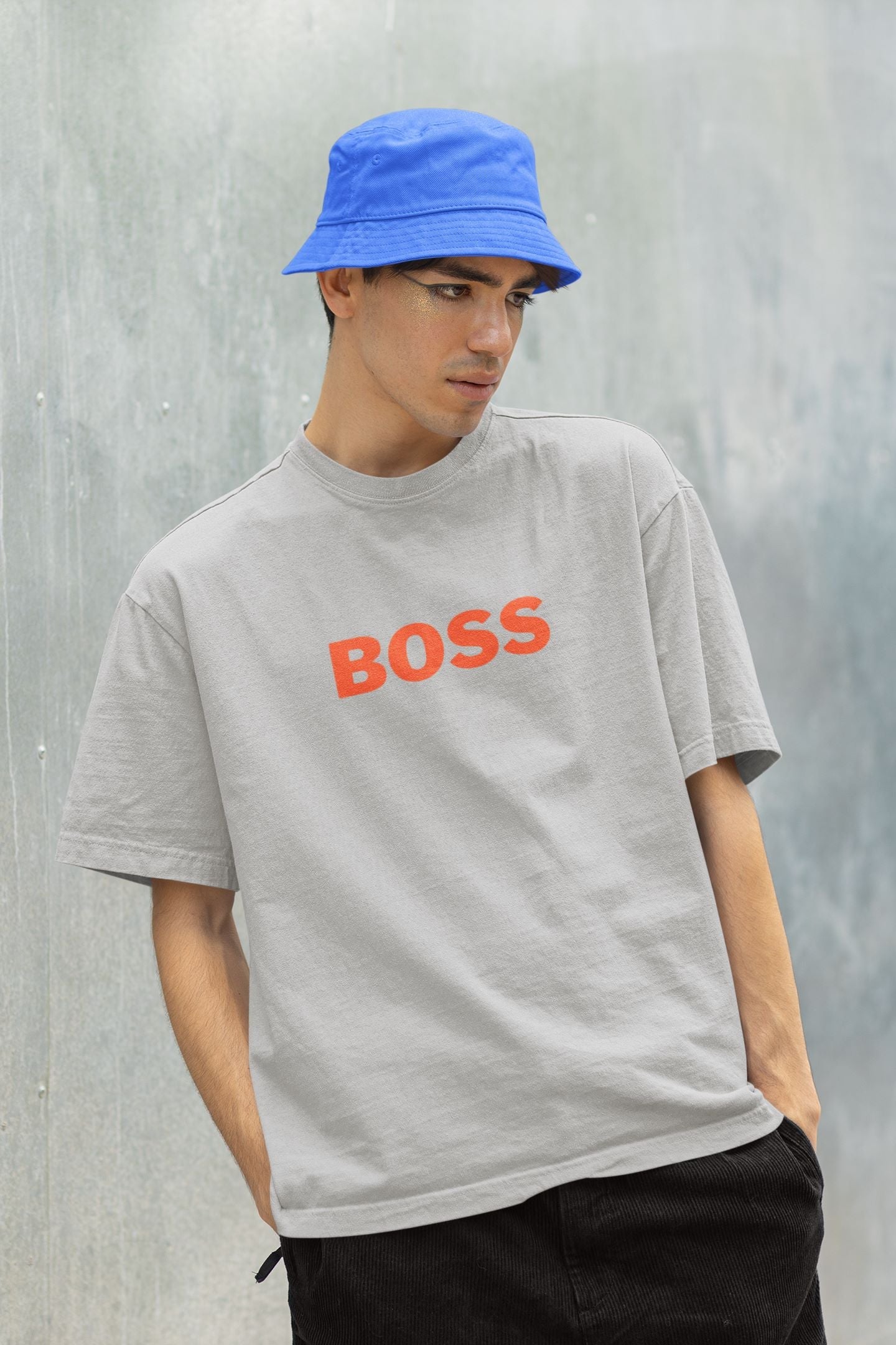 BOSS Oversized T-shirt for Men grey Melange