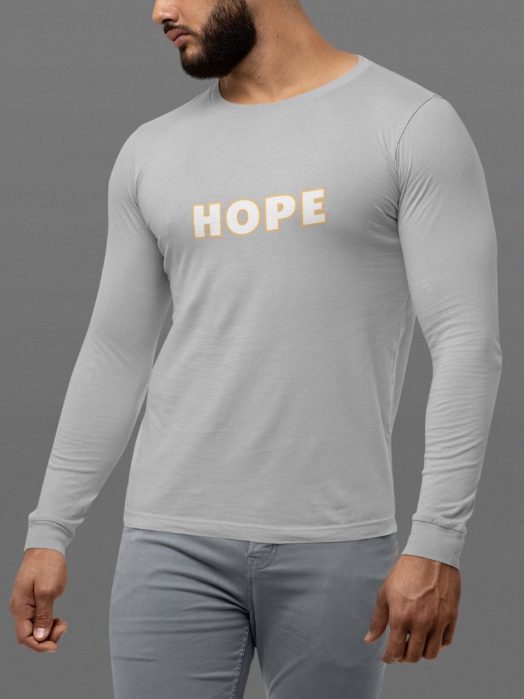 HOPE Full Sleeve T-Shirt for Men Grey Melange