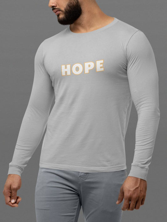 HOPE Full Sleeve T-Shirt for Men Grey Melange