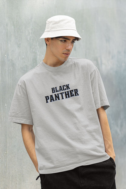 Black Panther Superhero Oversized T-shirt for Men Grey melange