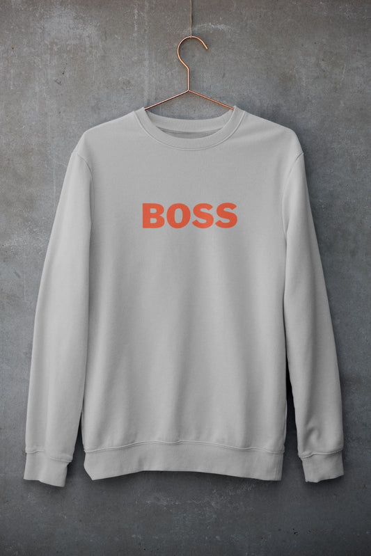 BOSS Unisex Sweatshirt for Men/Women Grey Melange