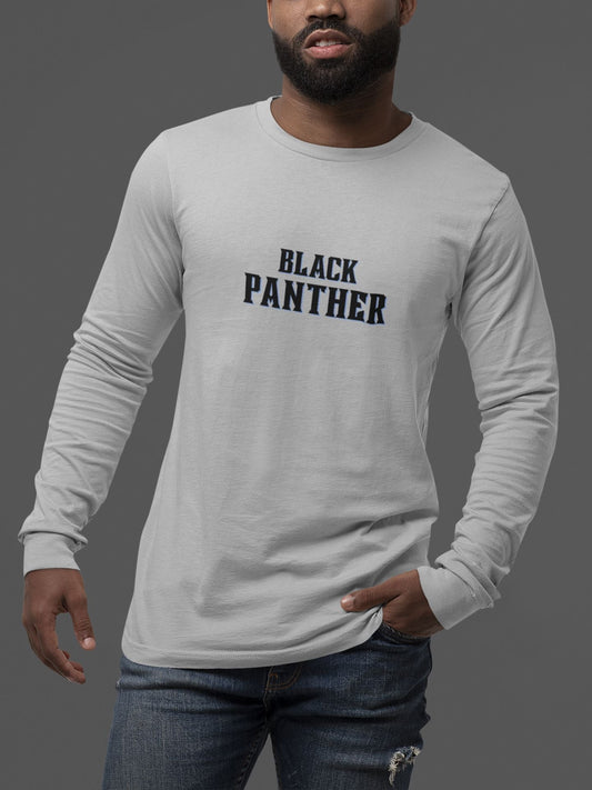 Black Panther Superhero Full Sleeve T-shirt for Men Grey Melange