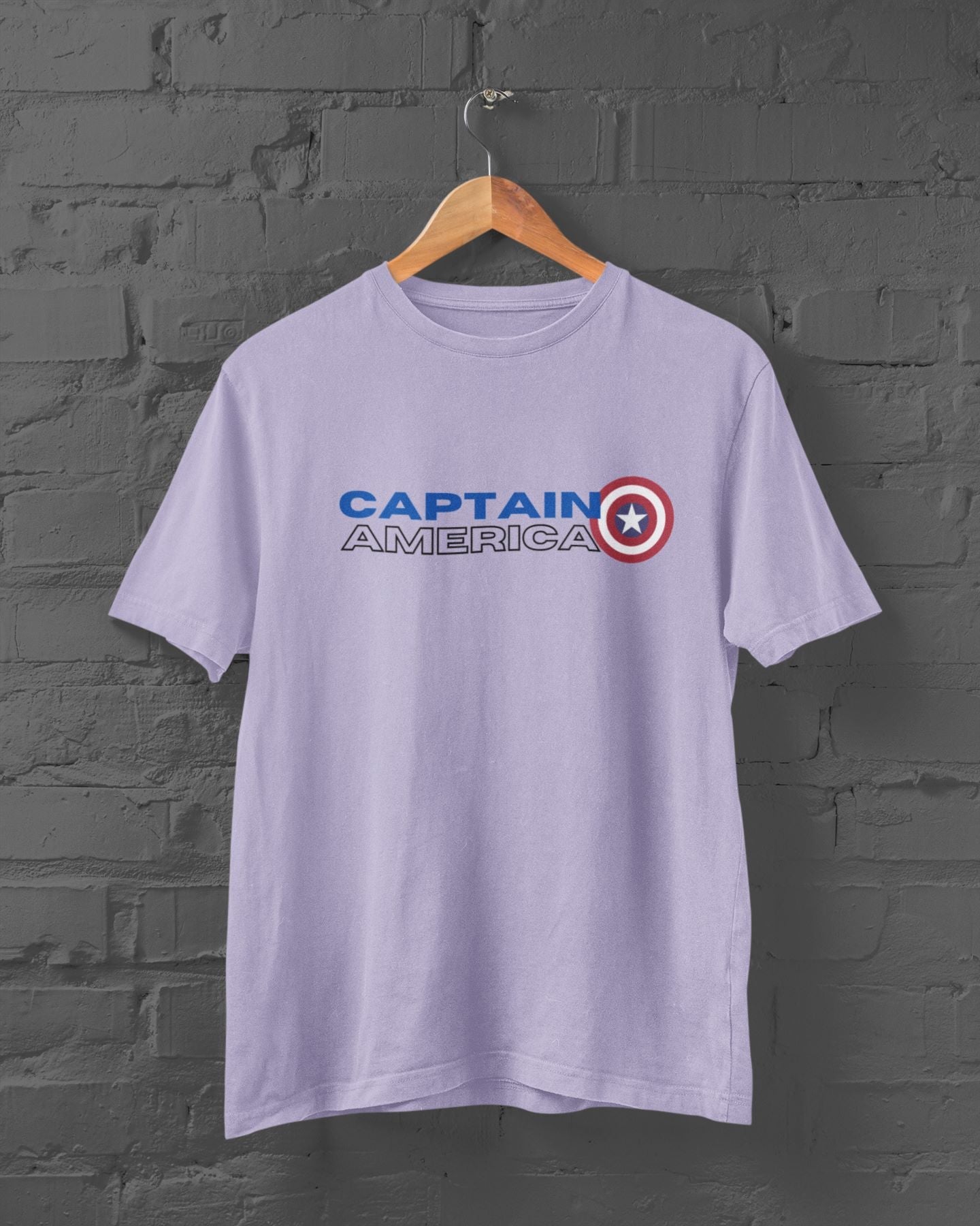 Captain America Superhero Half Sleeve T-Shirt for Men Lavender