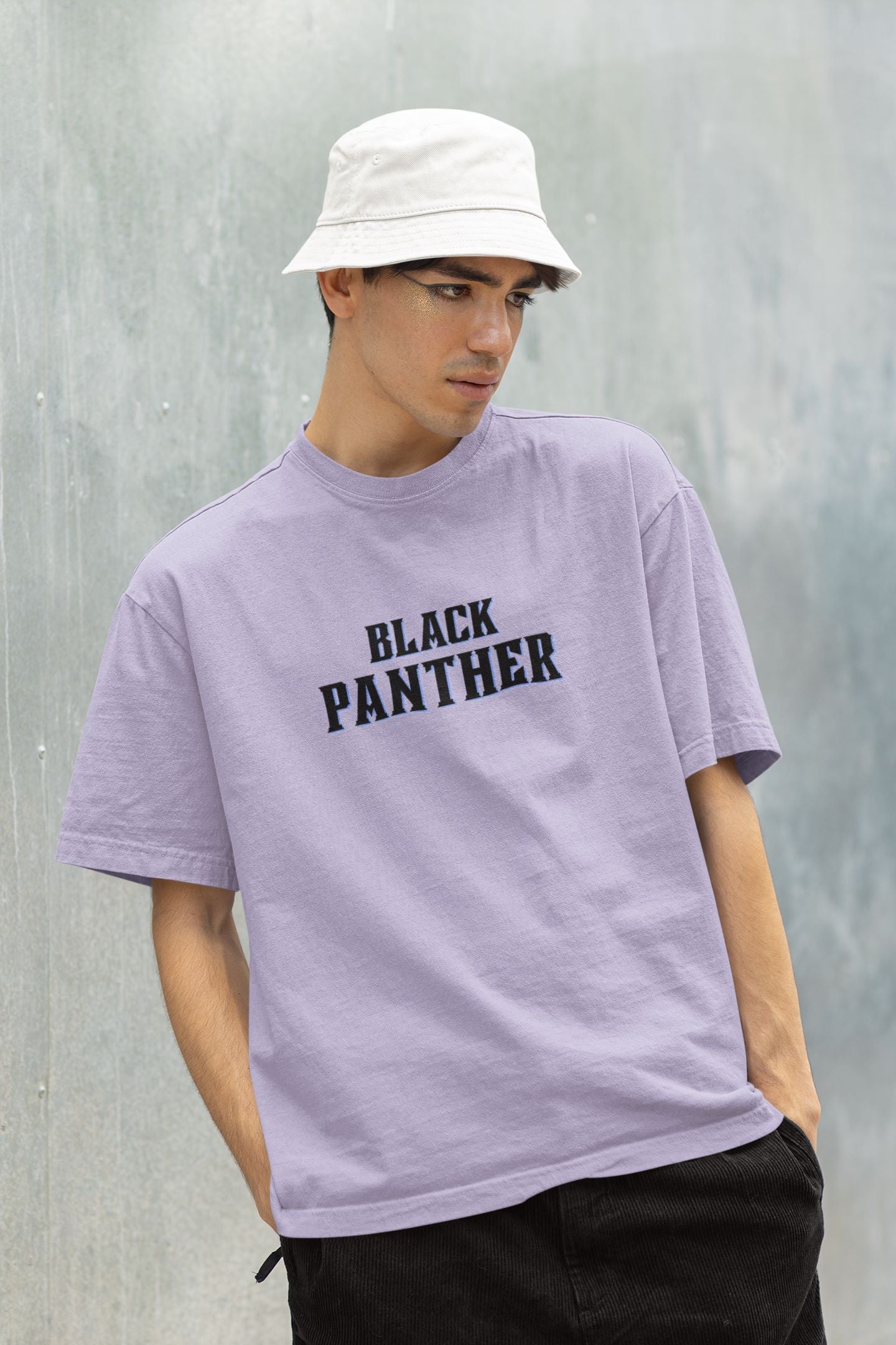 Black Panther Superhero Oversized T-shirt for Men Lavender