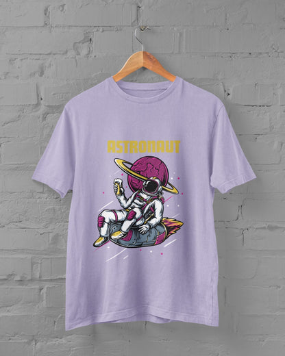 Astronaut chilling in space Design Printed in Lavender T-shirt