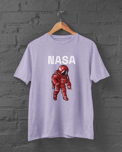 NASA Red Astronaut Half Sleeve T-shirt for Men Lavender