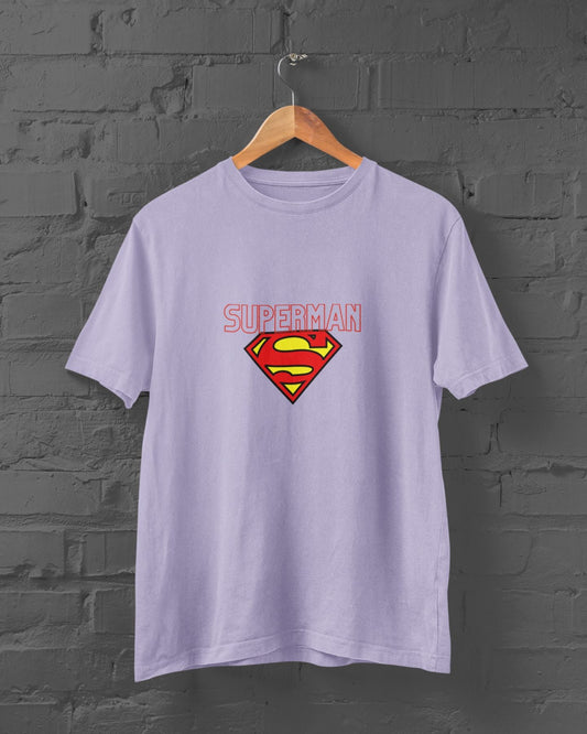 Superman Superhero Half Sleeve T-shirt for Men Lavender