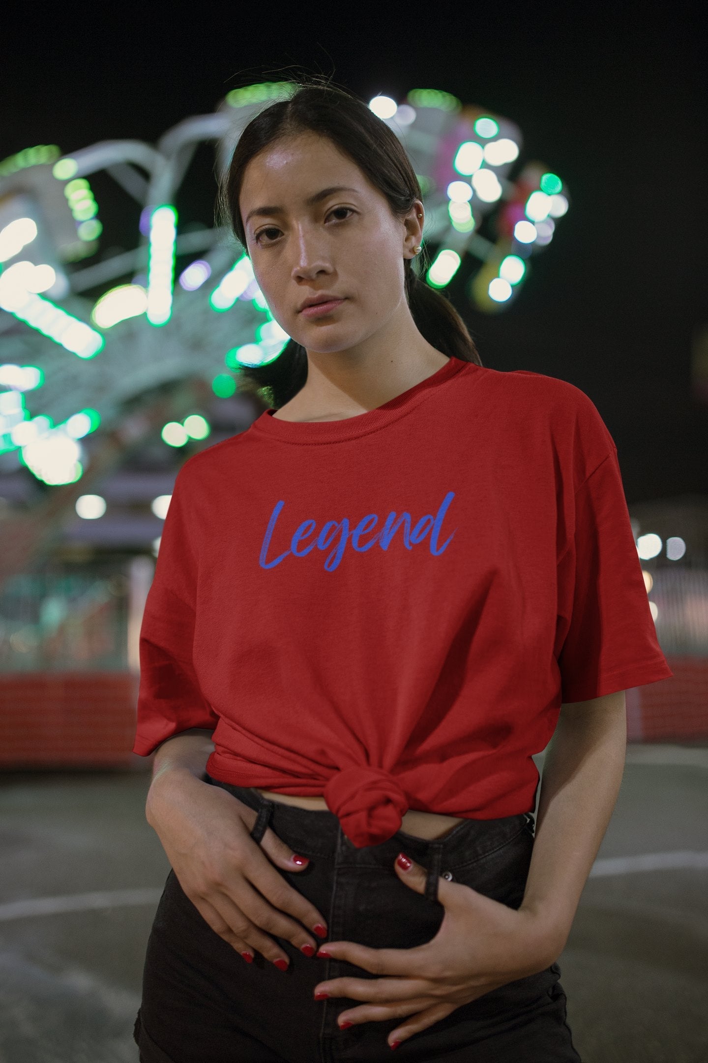 Legend Half Sleeve T-shirt for Women Red