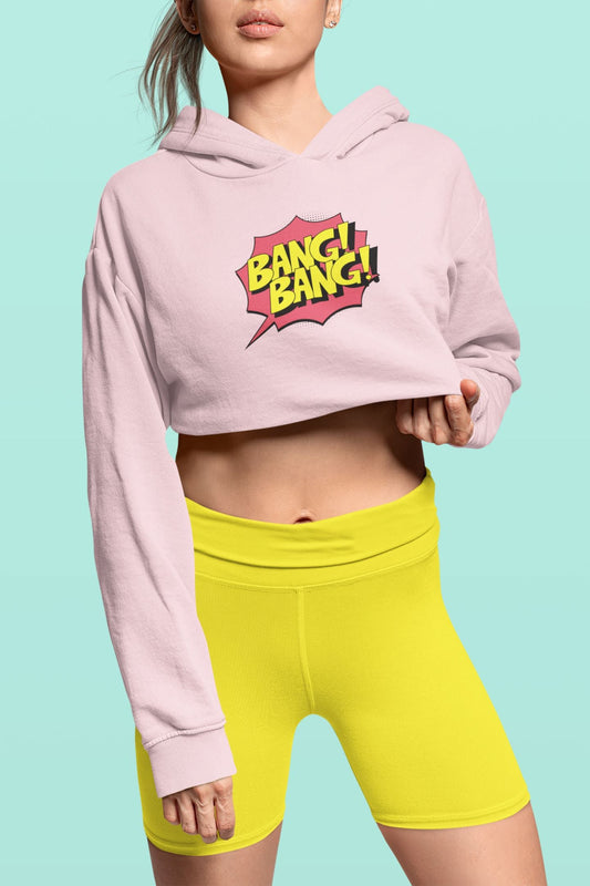 Bang Bang Crop Hoodie for Women Light Pink