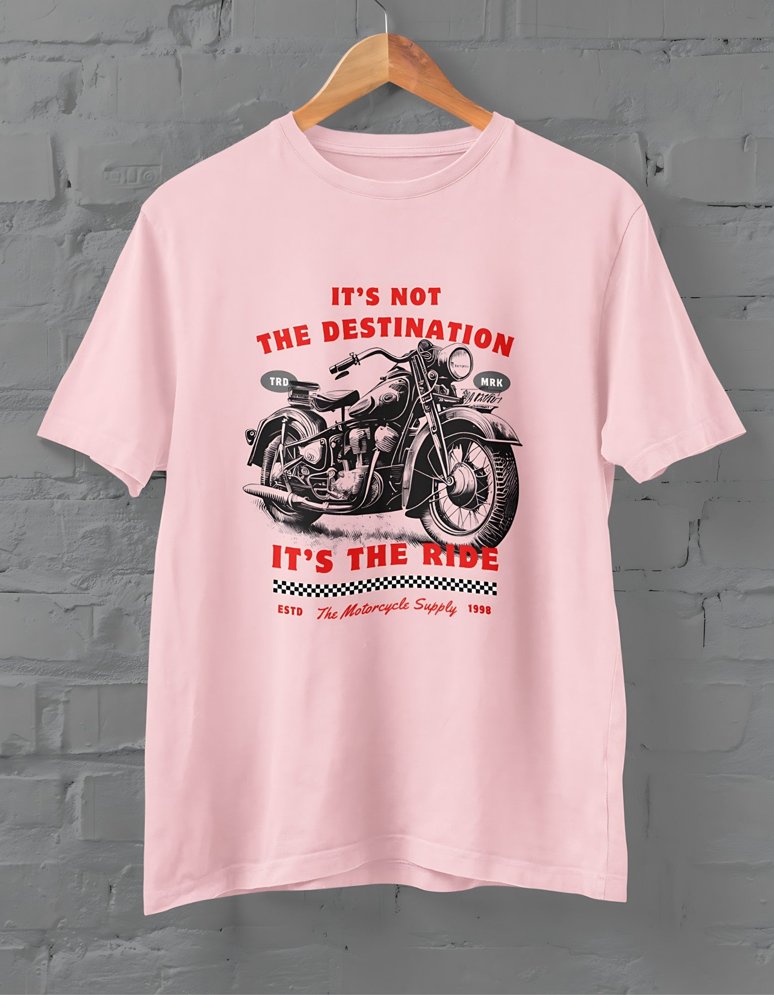 Bike Ride Half Sleeve T-shirt for Men Light Pink