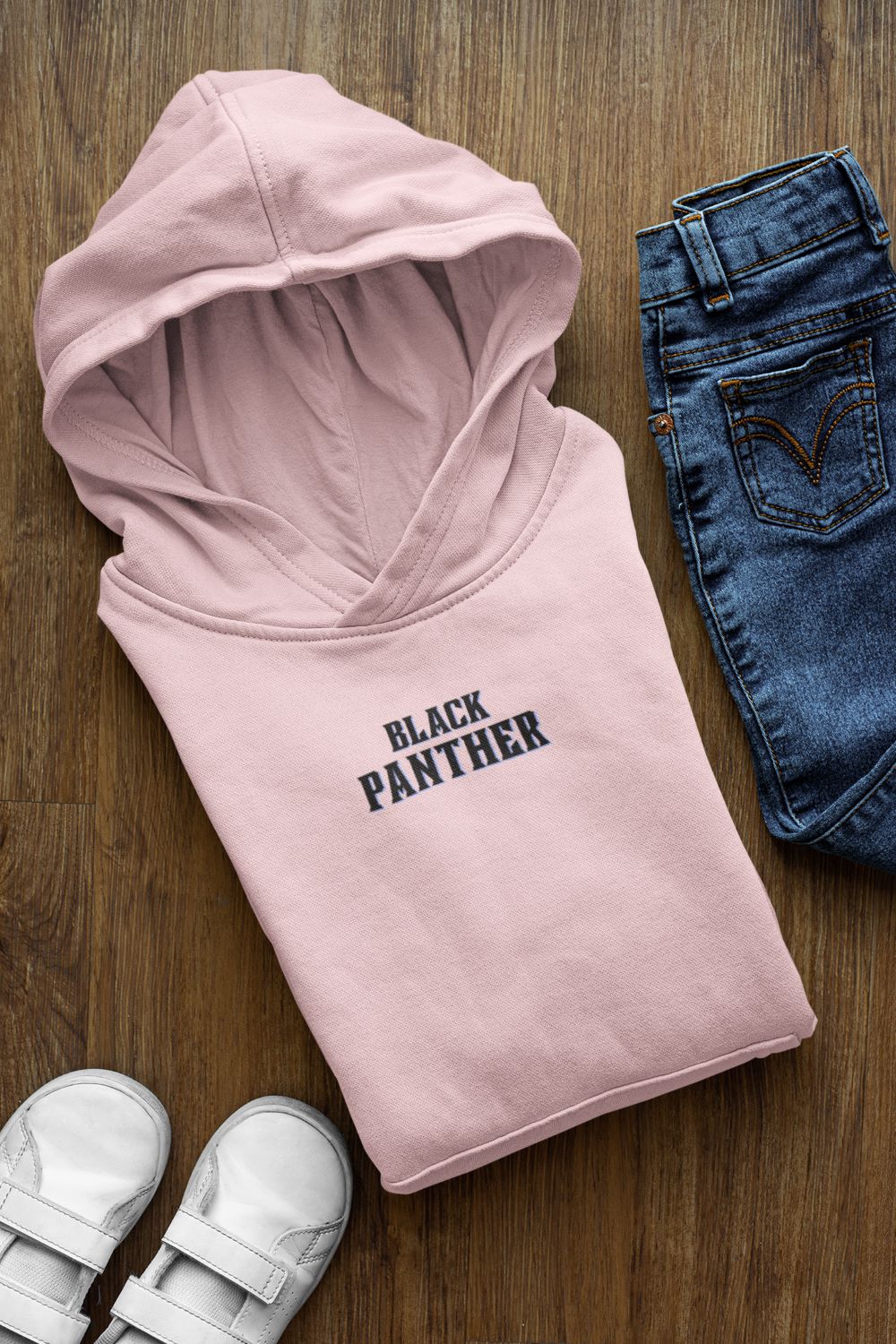 Black Panther Superhero Kid's Hoodie for Boy/Girl Light Pink