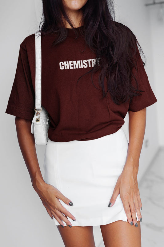 Chemistry Half Sleeve T-shirt for Women Maroon