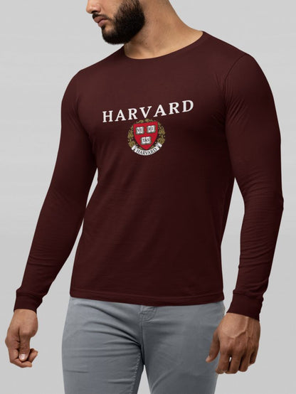 Harvard Full Sleeve T-Shirt for Men Maroon