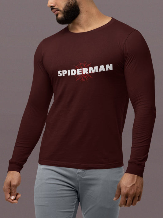 Spiderman Superhero Full Sleeve T-Shirt for Men Maroon