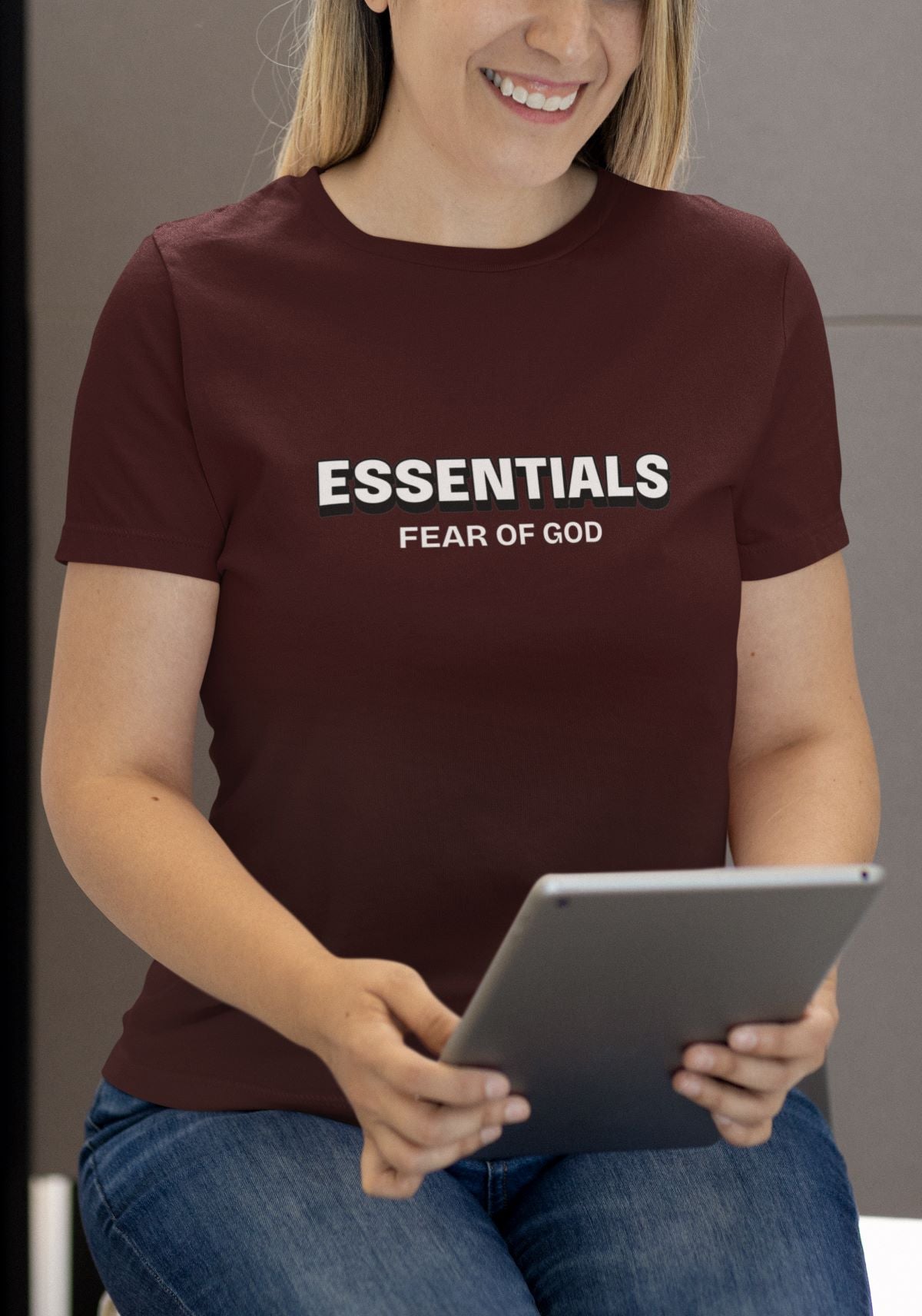 Essentials FOG Half Sleeve T-shirt for Women Maroon