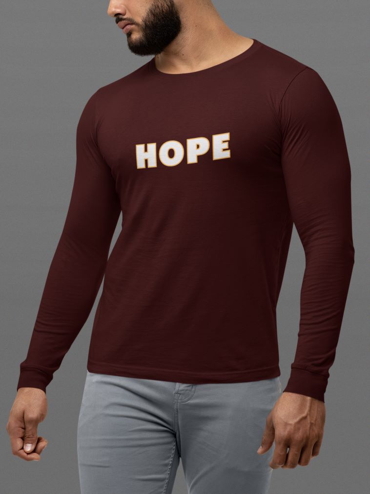 HOPE Full Sleeve T-Shirt for Men Maroon