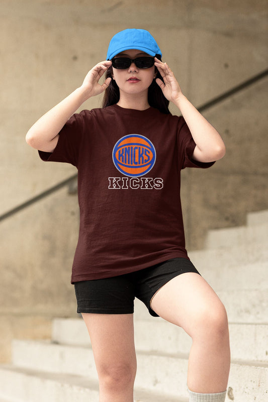 KICKS Half Sleeve T-shirt for Women Maroon