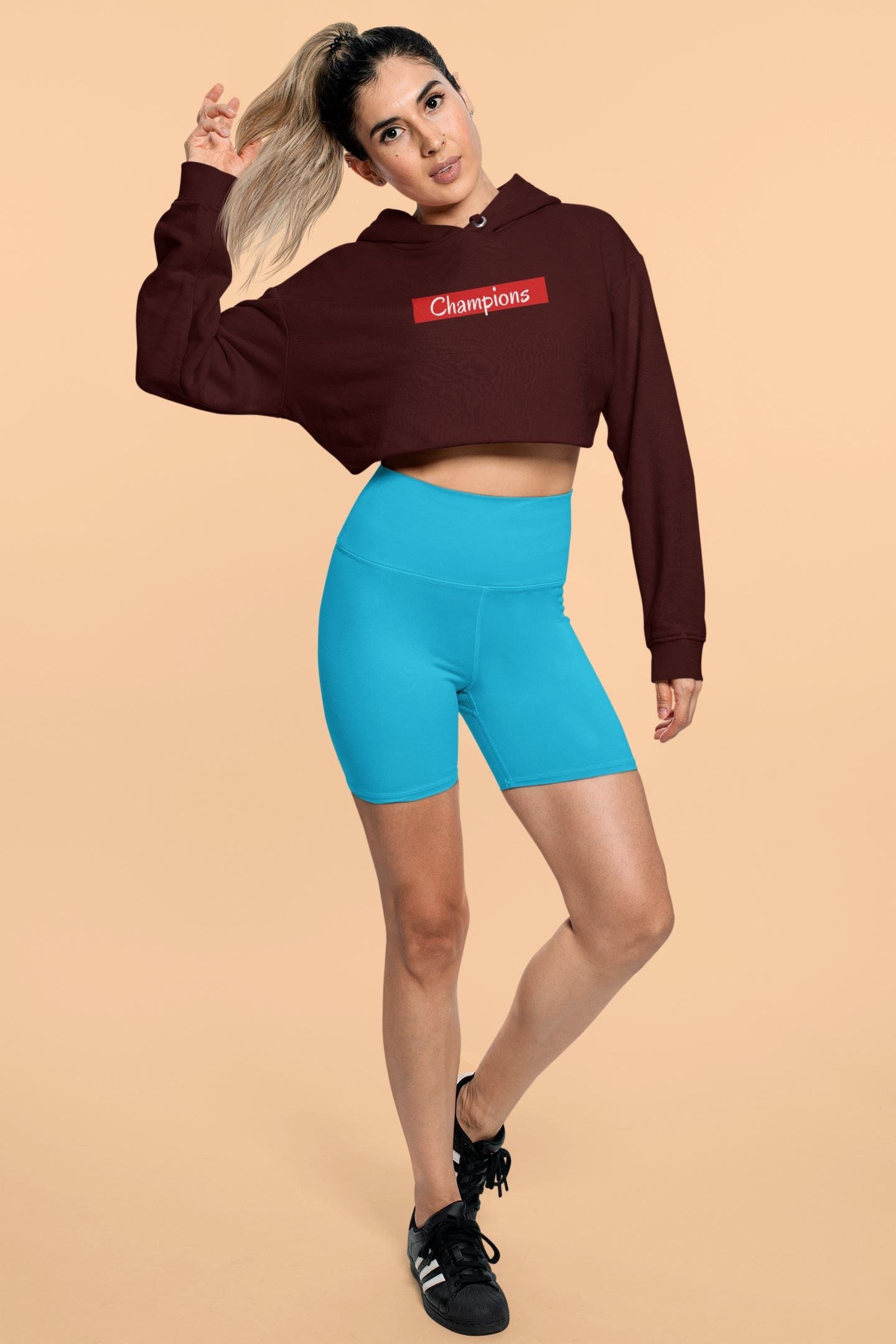 Champions Crop Hoodie for Women Maroon