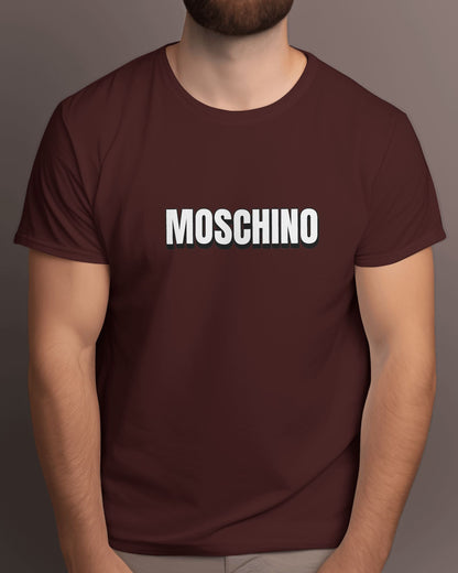 MOSCHINO Half Sleeve T-shirt for Men Maroon