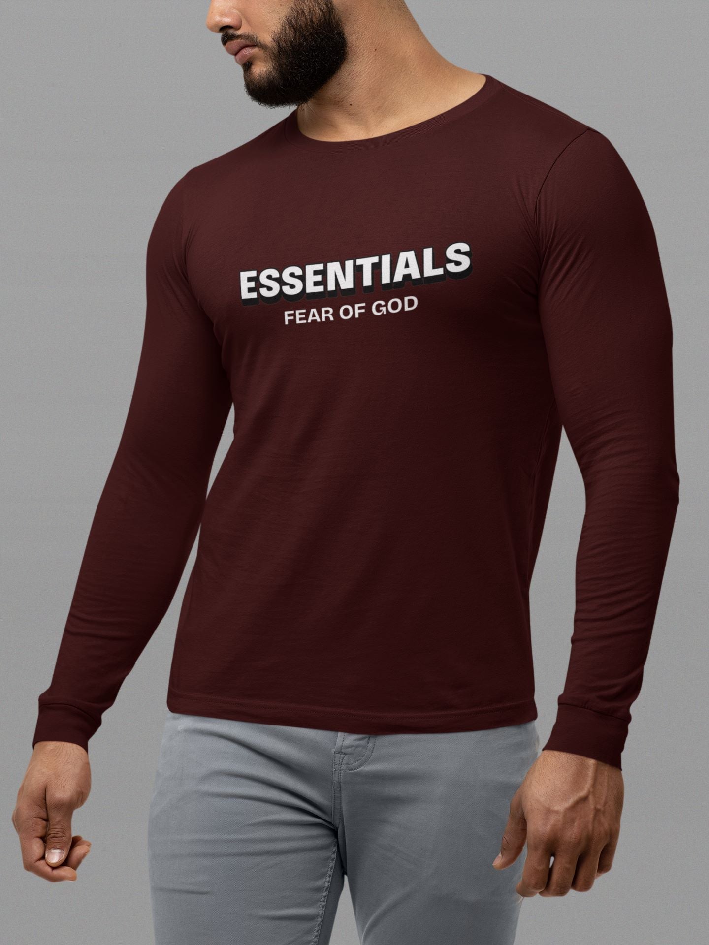 Essentials FOG Full Sleeve T-shirt for Men Maroon