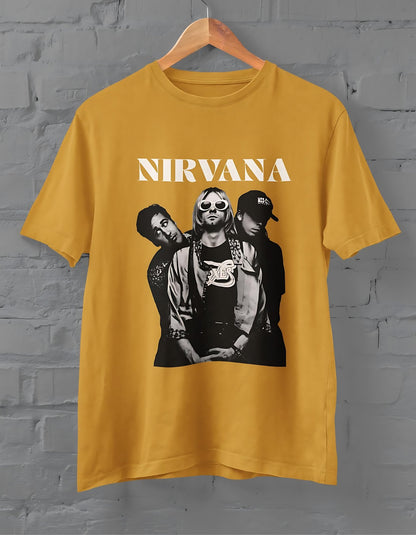 Nirvana Half Sleeve T-shirt for Men Mustard Yellow