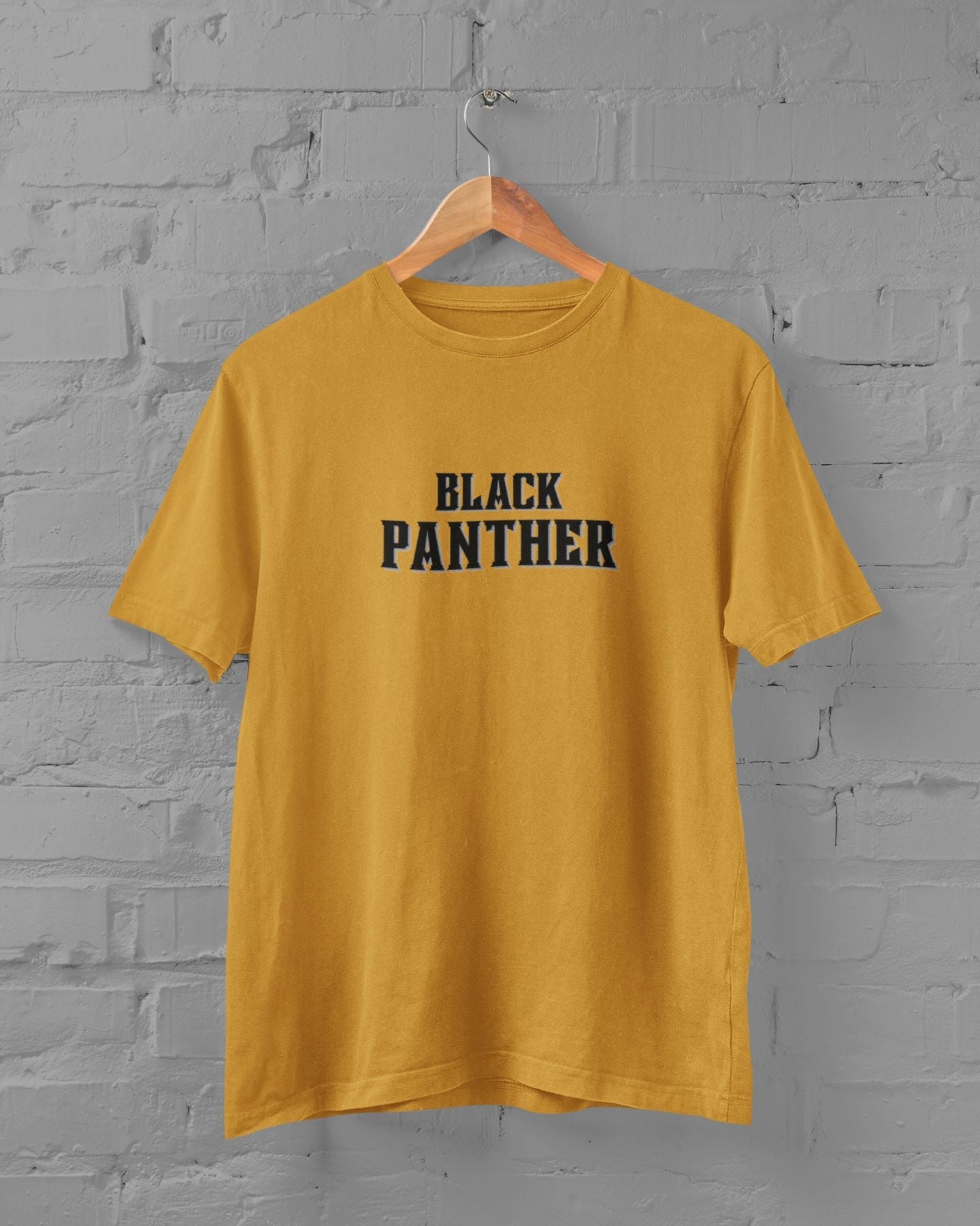 Black Panther Superhero Half Sleeve T-shirt for Men Mustard Yellow